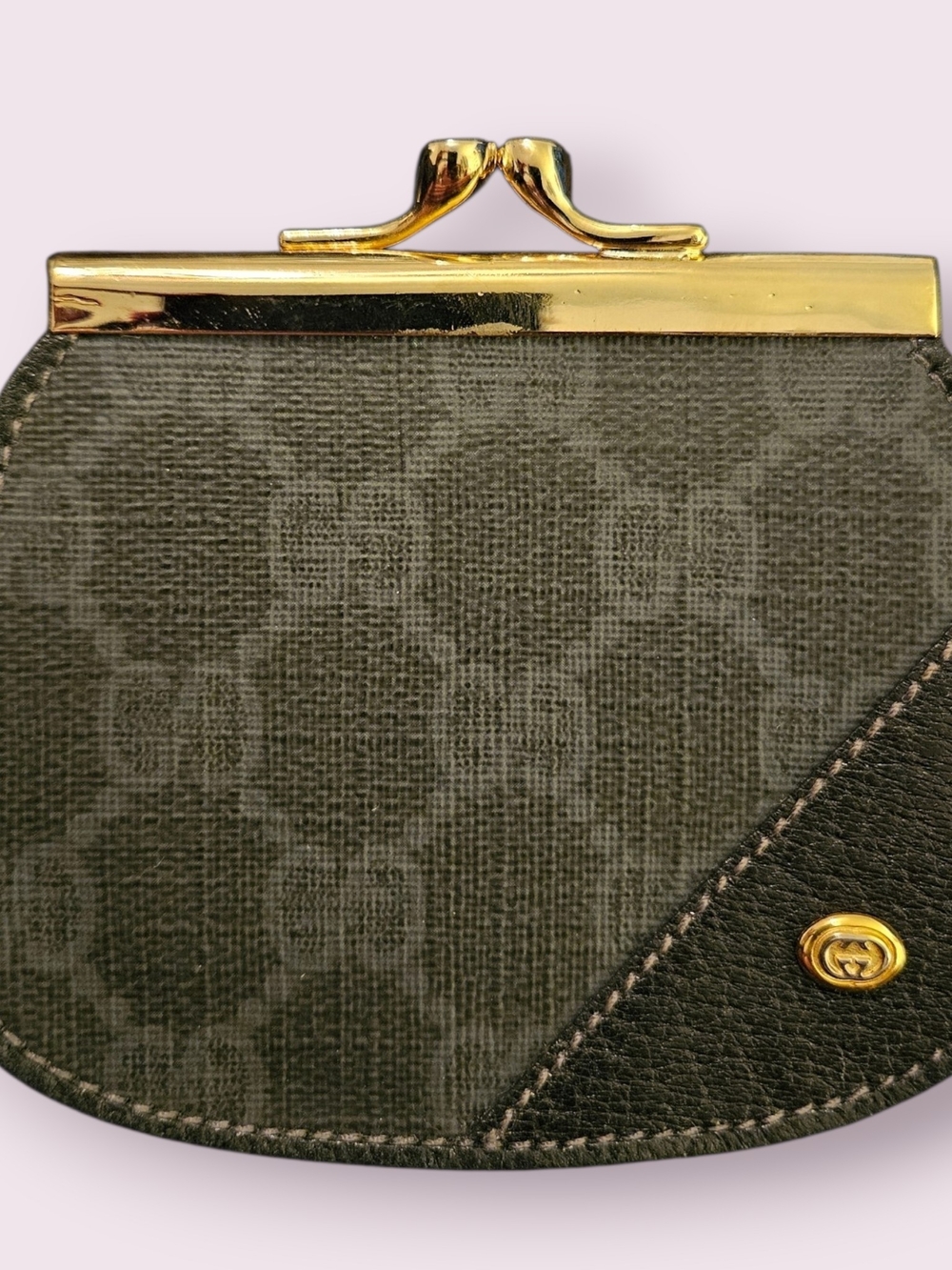 Gucci Black GG Canvas Kiss-Lock Coin Purse